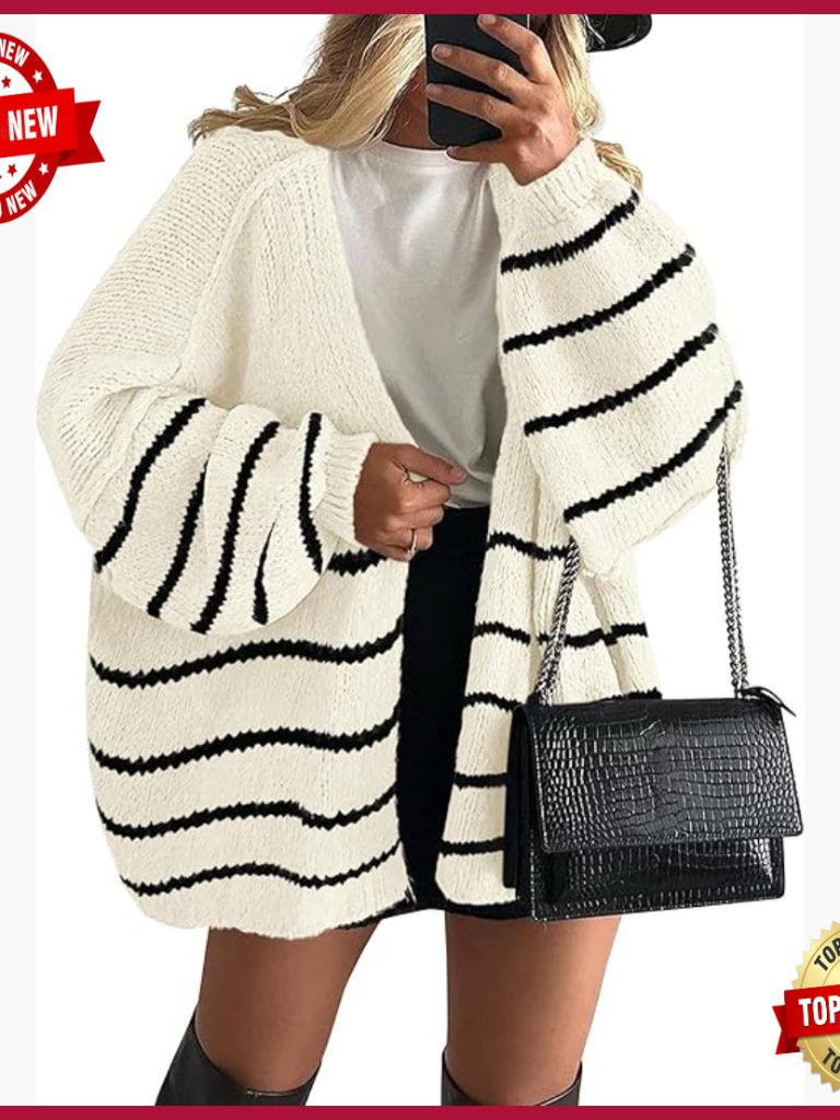 Oversized Long Lantern Sleeve Knit Cardigan